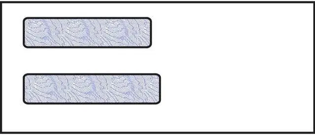 Main image of Check, Double Window Envelope, 3-5/8" x 8-5/8", 24# White Wove, Blue Woodgrain Inside Tint, (Box of 500)