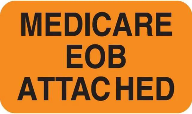 Main image of Insurance Collection Labels, MEDICARE EOB - Fl Orange, 1-1/2" X 7/8" (Roll of 250)