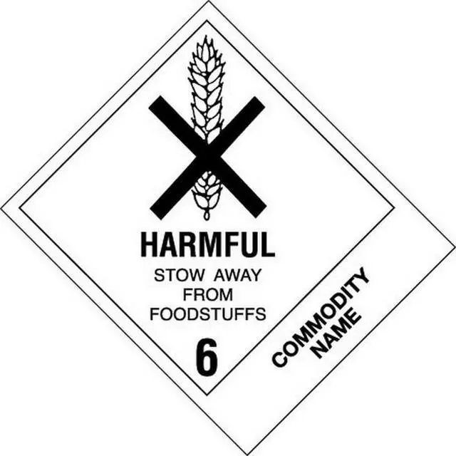Main image of 4" x 4-3/4" Harmful Stow Away from Foodstuffs - Pesticides, Liquids, Toxic, N.O.S. UN2902 Labels (500 per Roll)