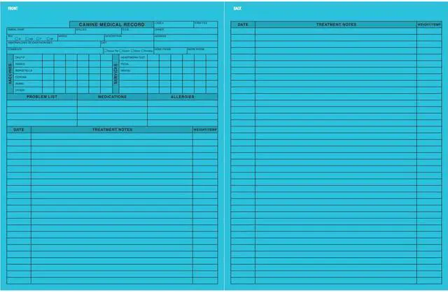 Main image of Pet Medical Record Form - Canine, Blue 8-1/2" x 11" (Pkg of 250)