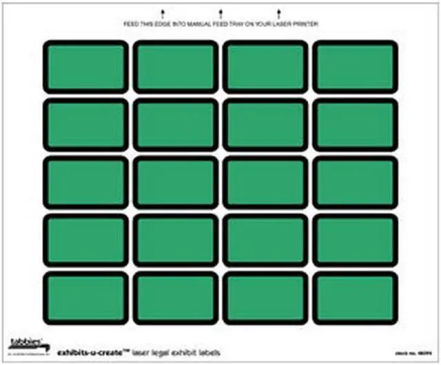 Main image of Legal Exhibits-U-Create Labels, Green, 1-5/8" X 1" (Pack of 240 Labels)