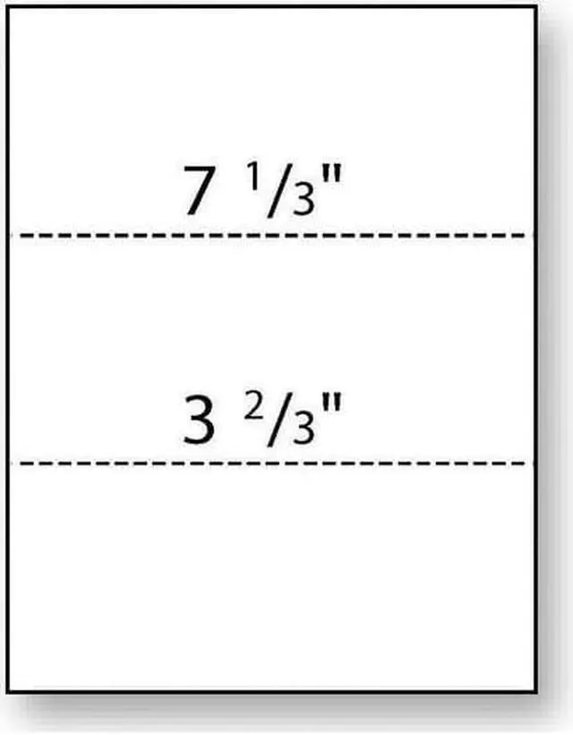 Alt view image 6 of 7 - 8-1/2'' x 11" Laser Cut Sheet, 20# White Stock, 2 Horizontal Perforations 3-2/3" and 7-1/3" from Bottom (Carton of 2500)