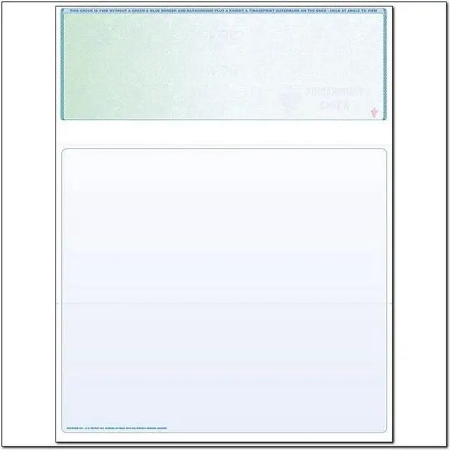 Main image of Green to Blue Rainbow Laser Check, Top Position, Fingerprint II, Panels at 3-1/2 - 4 - 3-1/2 (Ream of 500)