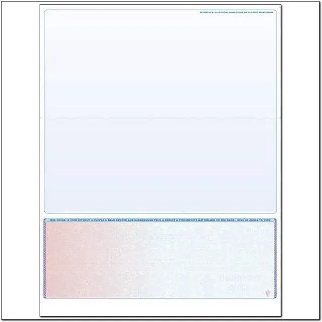 Main image of Red to Blue Rainbow Laser Check, Bottom Position, Fingerprint II, Panels at 4 - 3-1/2 - 3-1/2 (Ream of 500)