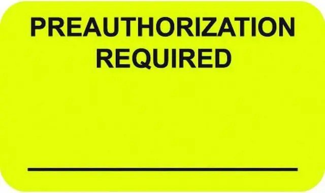 Main image of Insurance Labels, PREAUTHORIZATION REQUIRED - Fl Chartreuse, 1-1/2" X 7/8" (Roll of 250)