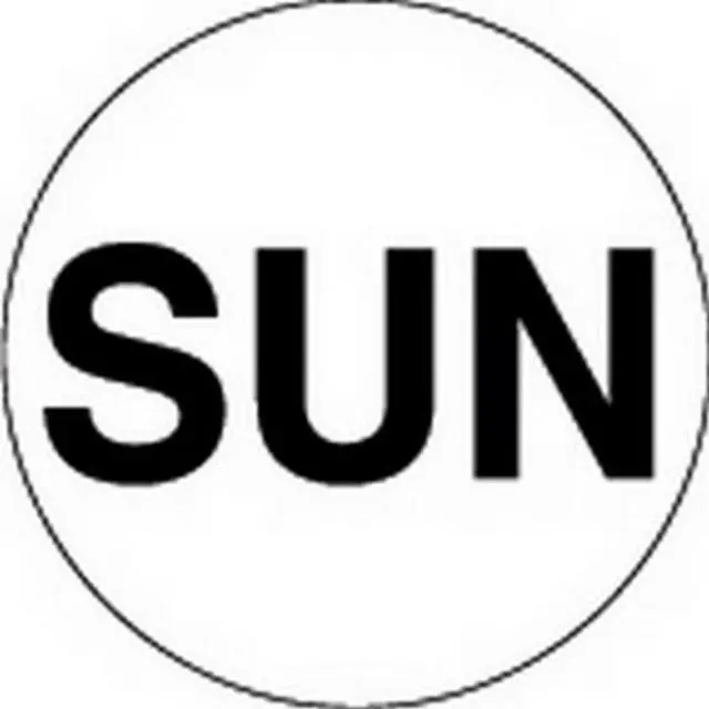 Main image of 1" Diameter "SUN" Day of the Week Circle Labels (500 per Roll)