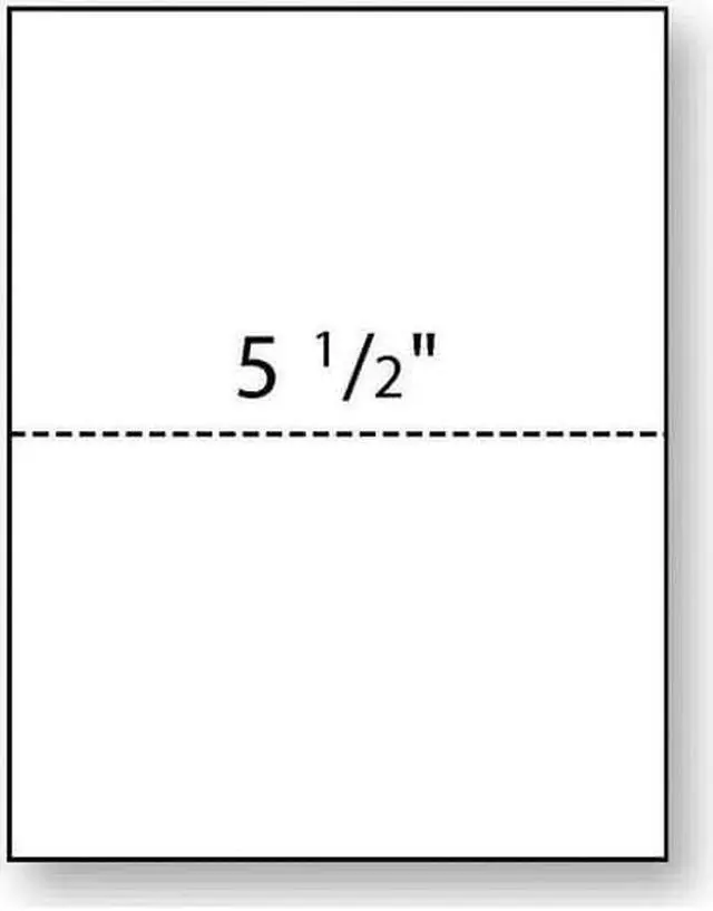 Main image of 8-1/2'' x 11" Laser Cut Sheet, 24# White Stock, 1 Horizontal Perforation 5-1/2" from Bottom (Carton of 2500)