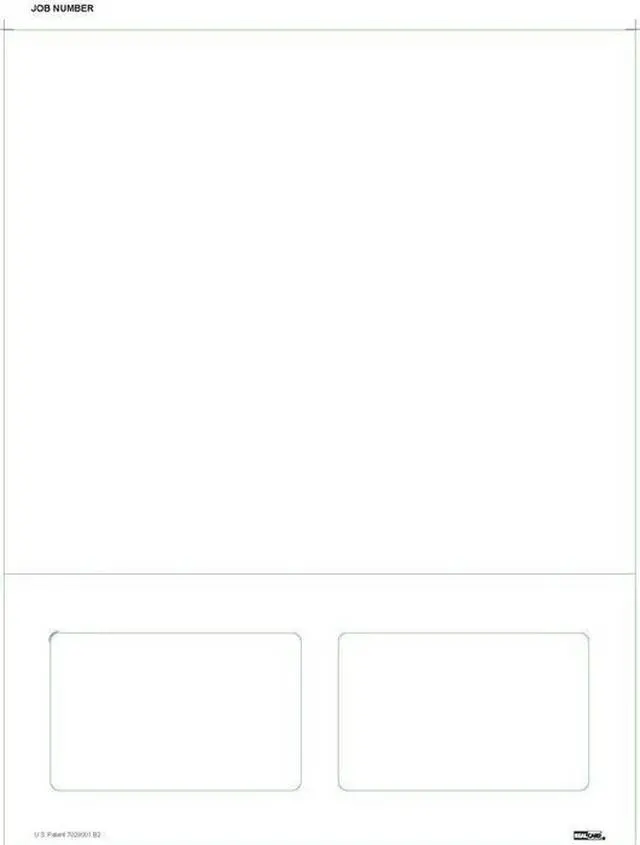 Main image of 8-1/2" x 11" RealCard cutsheet, 2-Up, Laser Simplex/Duplex Printable, Blank Stock (Carton of 250)