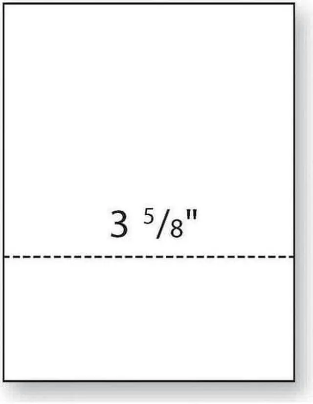 Main image of 8-1/2'' x 11" Laser Cut Sheet, 24# White Stock, 1 Horizontal Perforation 3-5/8" from Bottom (Carton of 2500)