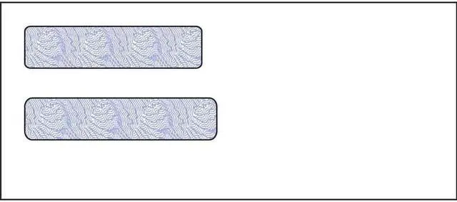 Main image of #10, Double Window Envelope, 4-1/8" x 9-1/2", 24# White Wove, Quick Stick Seal, Blue Woodgrain Inside Tint (Box of 500)