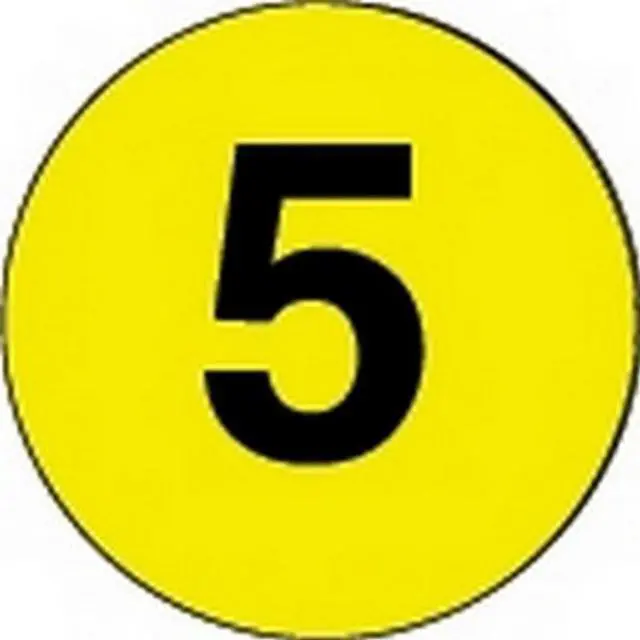 Main image of 2" Diameter Number 5 Circle Labels (500 per Roll)