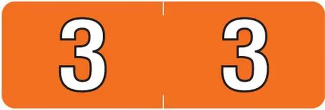 Main image of Barkley NBAM Compatible Mini "3" Numeric Labels, Laminated Stock, 1/2" X 1-1/2" Individual Numbers - Roll of 500