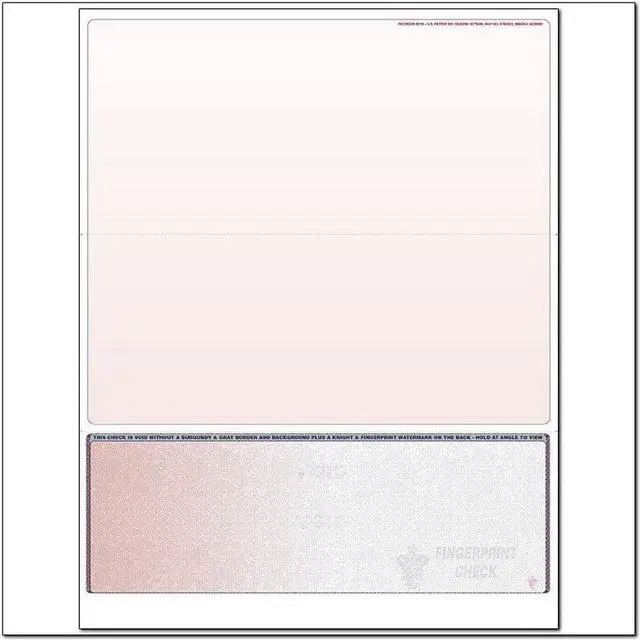 Main image of Red to Gray Rainbow Laser Check, Bottom Position, Fingerprint II, Panels at 4 - 3-1/2 - 3-1/2 (Ream of 500)