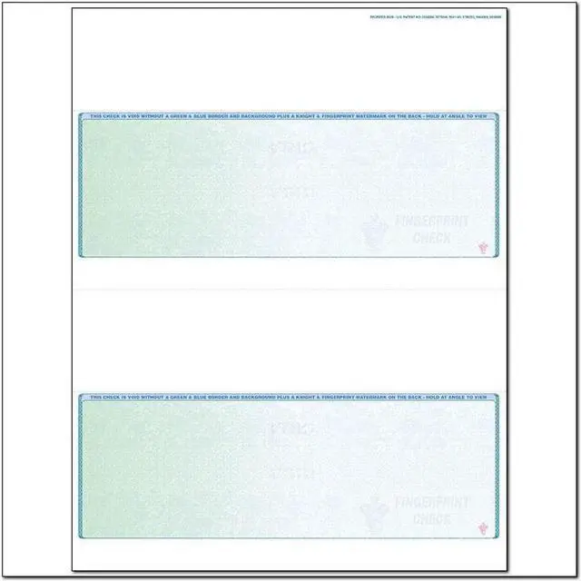 Main image of Green to Blue Rainbow Laser Check, Bottom Position, Fingerprint II, Panels at 2 - 3-1/2 - 2 - 3-1/2 (Ream of 500)