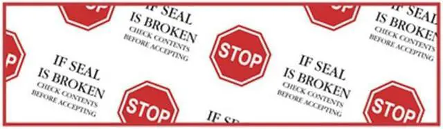 Main image of 3" x 1000 Yd 1.9 mil Polyprop. Hot Melt "STOP If Seal Is Broken..." Printed Tape (Case of 4 Rolls)