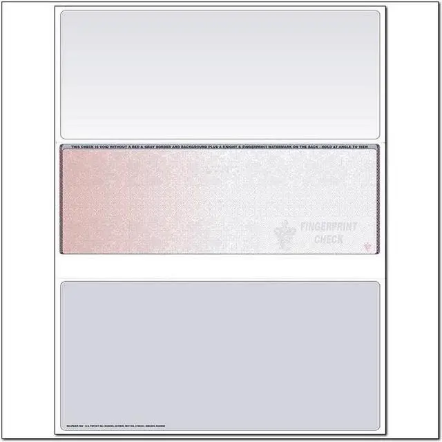 Main image of Red to Gray Rainbow Laser Check, Middle Position, Fingerprint II, Panels at 3-1/2 - 3-1/2 - 4 (Ream of 500)