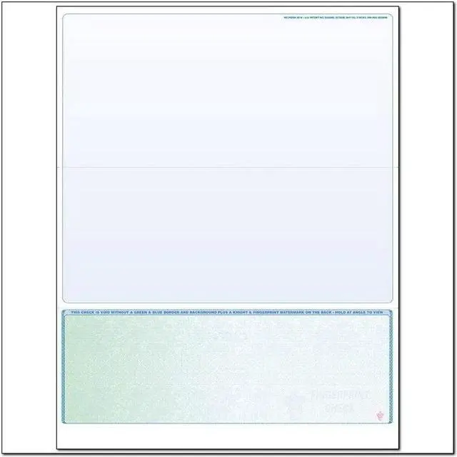 Main image of Green to Blue Rainbow Laser Check, Bottom Position, Fingerprint II, Panels at 4 - 3-1/2 - 3-1/2 (Ream of 500)