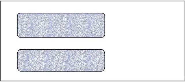 Main image of #10, Double Window Envelope, 4-1/8" x 9-1/2", 24# White Wove, Quick Stick Seal, Blue Woodgrain Inside Tint (Box of 500)