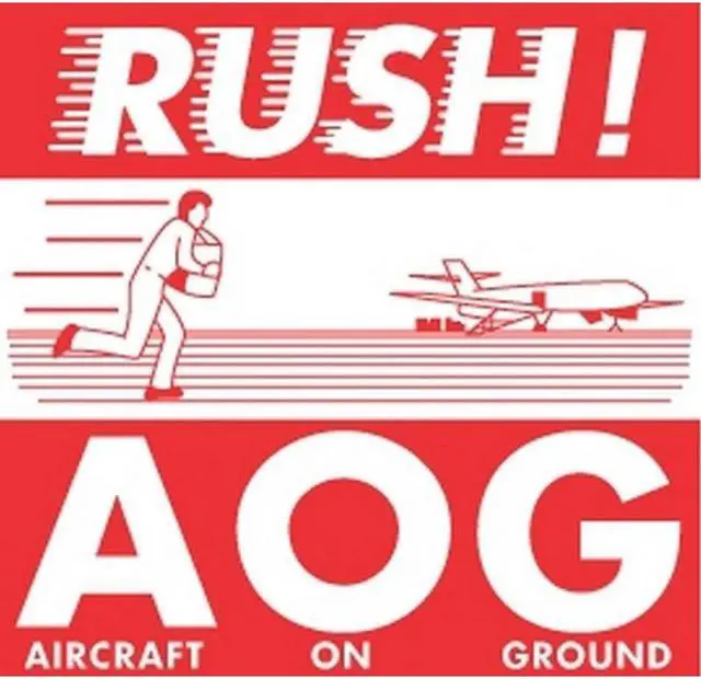 Main image of 4" x 4" White/Red Rush! A O G (Aircraft on Ground) Labels (500 per Roll)