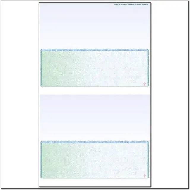 Main image of Green to Blue Rainbow Laser Check, Bottom Position, Fingerprint II, Panels at 3-1/2, 3-1/2, 3-1/2, 3-1/2 (Ream of 500)