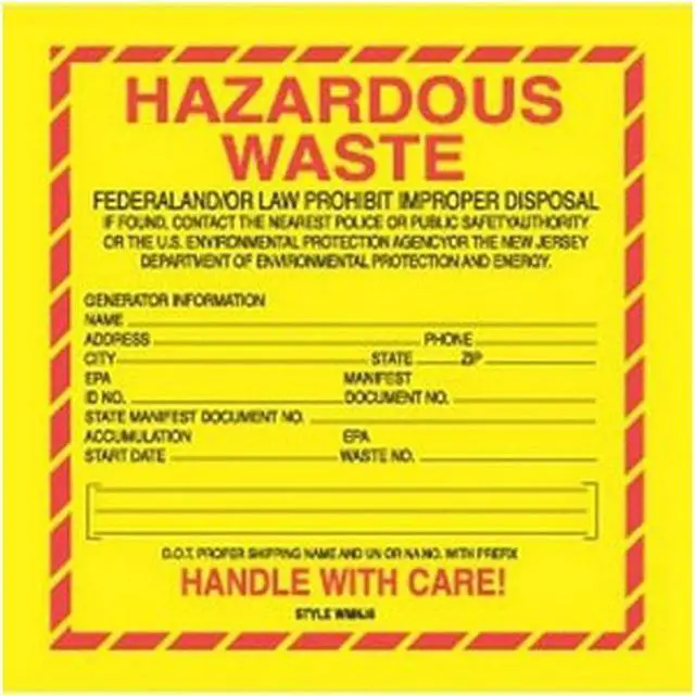 Main image of 6" x 6" New Jersey Hazardous Waste Labels (100 Labels per Package)