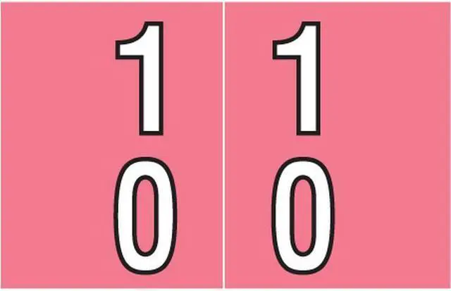 Main image of Barkley DBKE Compatible "10" Double Digit Labels, Laminated Stock, 1" X 1-1/2" Individual Numbers - Roll of 500