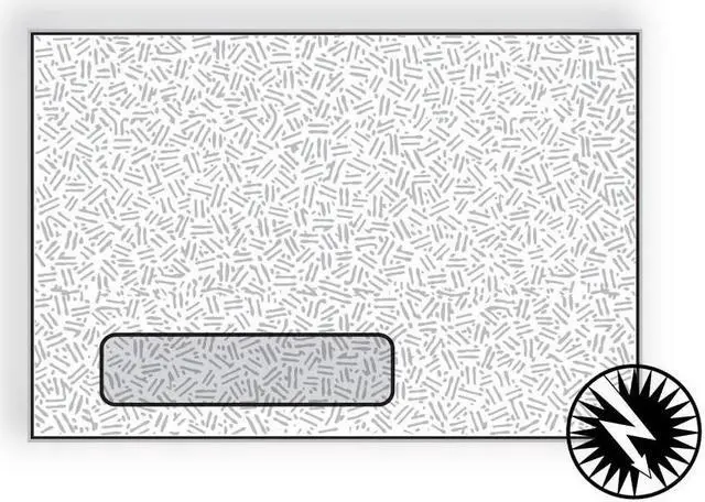 Main image of Digi-Clear Window Black Confetti Tint, 6" x 9", 24#,  White (92% Brightness), Side Seams, Laser Compatible (Box of 500)