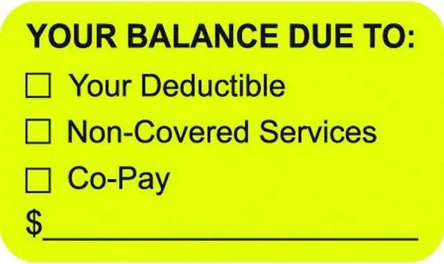 Main image of Insurance Labels, Balance is Due, Fluorescent Chartreuse, 1-1/2" x 7/8", (Roll of 250)