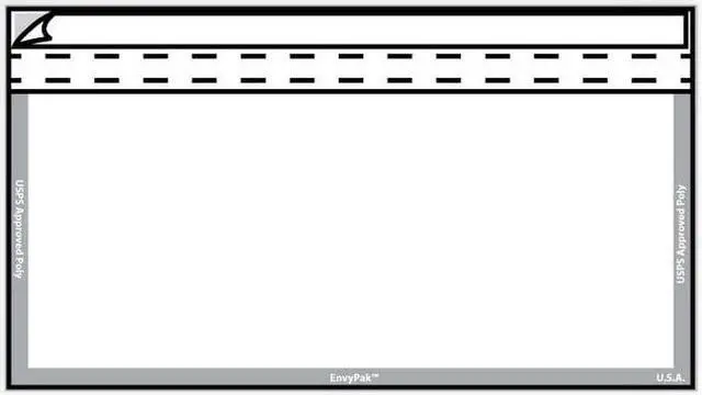 Main image of Kwik-Tak Booklet, 6" x 9", Clear Polypropylene, White Imprint on Border: "EnvyPak" & "USPS Approved Poly" (Box of 500)
