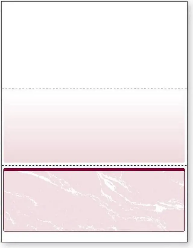 Main image of 8-1/2'' x 11" Standard Burgundy Marble Laser Check, Bottom Position, 24# Stock (Carton of 2500)