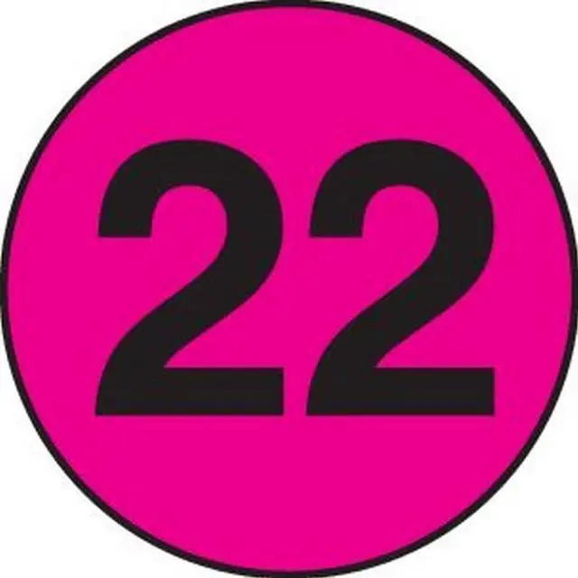 Main image of 2" Diameter number 22 circle labels (500 per Roll)