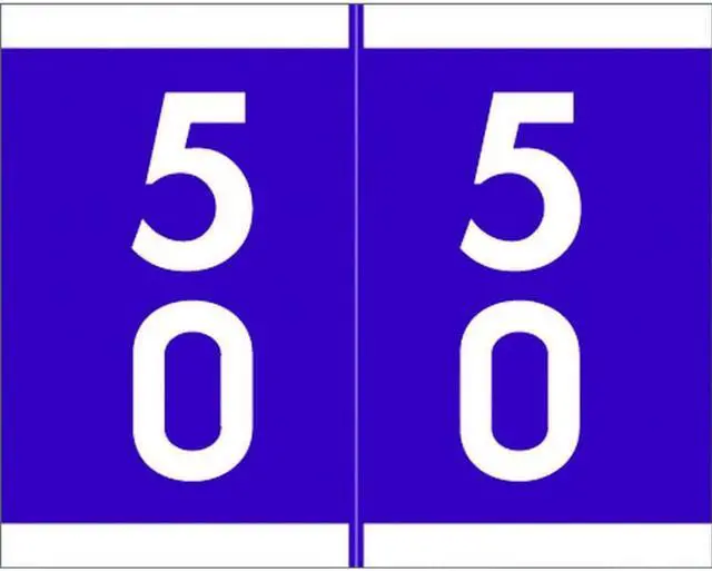 Main image of Barkley SFDM Compatible "50" Double Digit Labels, Laminated Stock, 1-3/16" X 1-1/2" Individual Numbers - Roll of 500