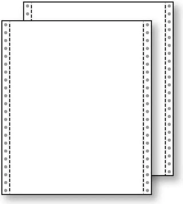 Main image of 2-Ply 9-1/2'' x 11" (W x H) Standard Carbonless 13# White/White Computer Paper, 1/2" Perf Left & Right (Ream of 1400)