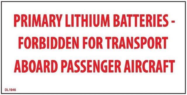 Main image of 2" x 4" Primary Lithium Batteries - Forbidden for transport aboard aircraft and vessel Labels (500 per Roll)