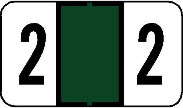 Main image of Jeter 7300 Compatible Numeric "2" Labels, Laminated Stock, 15/16" X 1-5/8" Individual Numbers - Roll of 500