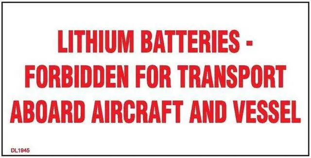 Main image of 2" x 4" Lithium Batteries - Forbidden for transport aboard aircraft and vessel Labels (500 per Roll)