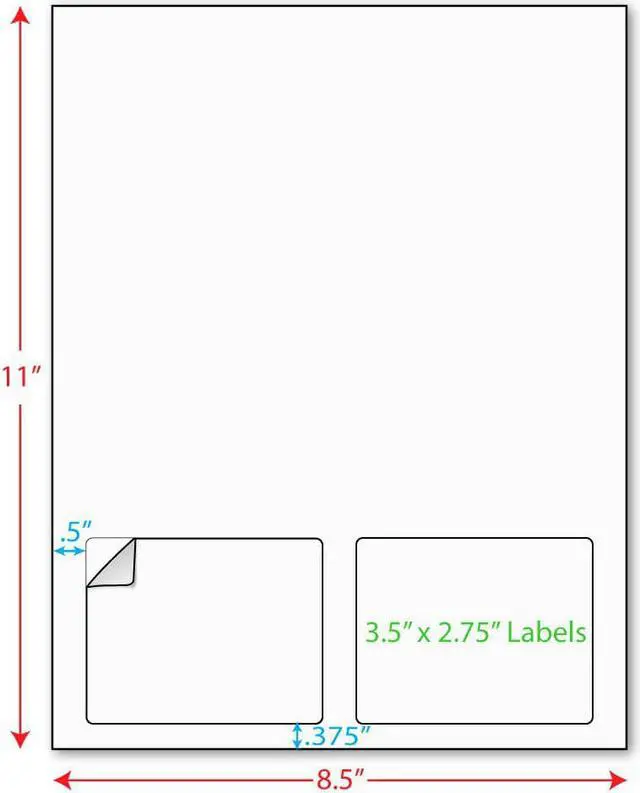 Main image of 3-1/2" x 2-3/4" (3.5" x 2.75") Integrated Laser Label Form Sheets, 2 Up Labels (Carton of 1000)