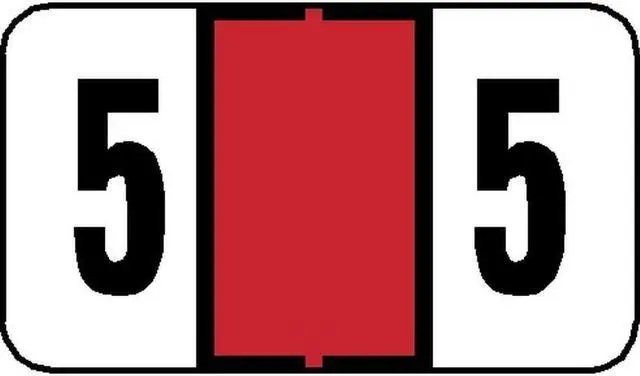 Main image of Jeter 7300 Compatible Numeric "5" Labels, Laminated Stock, 15/16" X 1-5/8" Individual Numbers - Roll of 500
