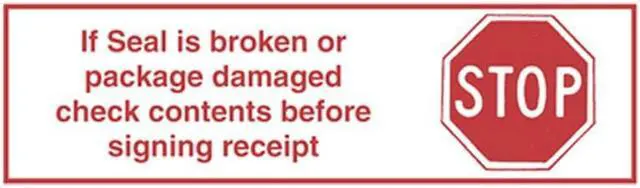 Main image of 2" x 1000 Yd 1.9 mil Polypropylene Hot Melt "STOP If Seal Broken..." Printed Tape (Case of 6 Rolls)