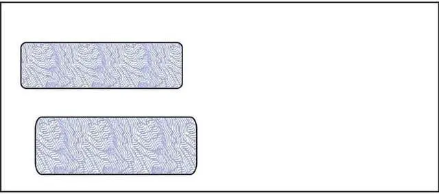 Main image of #10, Double Window Envelope, 4-1/8" x 9-1/2", 24# White Wove, Blue Woodgrain Inside Tint, (Box of 500)