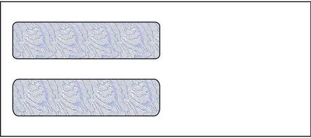 Main image of #10, Double Window Envelope, 4-1/8" x 9-1/2", 24# White Wove, Quick Stick Seal, Blue Woodgrain Inside Tint (Box of 500)