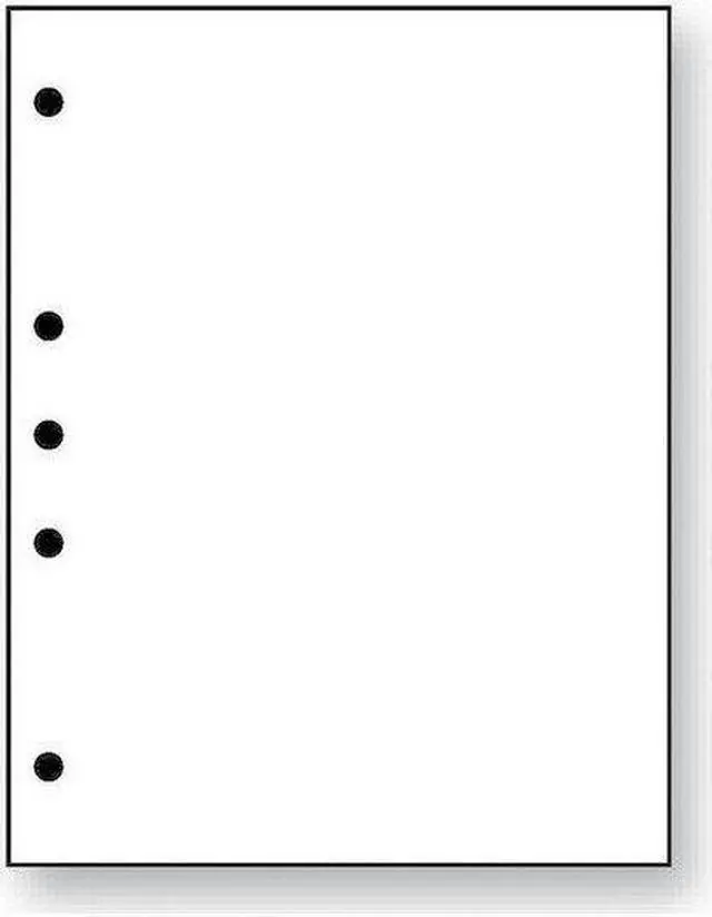 Alt view image 3 of 3 - 8-1/2'' x 11" Laser Cut Sheet, 20# White Stock, 5 Hole Punch Left, 5/16" Diameter (Carton of 2500)