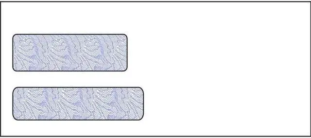Main image of #10, Double Window Envelope, 4-1/8" x 9-1/2", 24# White Wove, Quick Stick Seal, Blue Woodgrain Inside Tint (Box of 500)