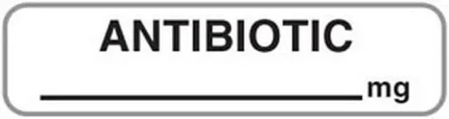 Main image of Antibiotic mg 1-1/4" x 5/16" White Label (Roll of 760)