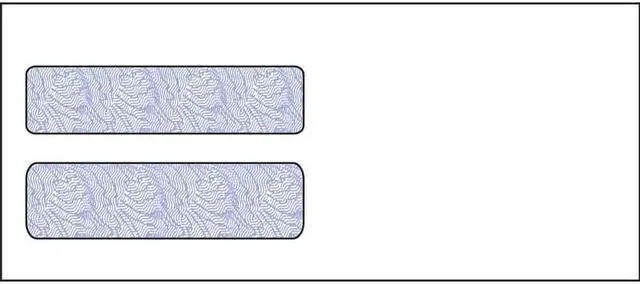 Main image of #10, Double Window Envelope, 4-1/8" x 9-1/2", 24# White Wove, Quick Stick Seal, Blue Woodgrain Inside Tint (Box of 500)