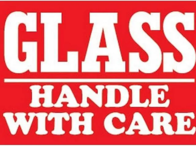 Main image of 3" x 4" White/Red Glass Handle With Care Labels (500 per Roll)