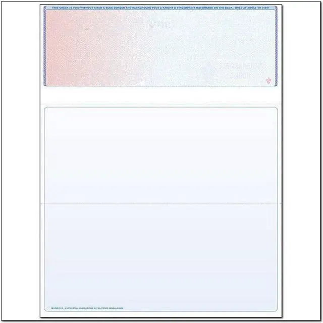 Main image of Red to Blue Rainbow Laser Check, Top Position, Fingerprint II, Panels at 3-1/2 - 3-1/2 - 4 (Ream of 500)