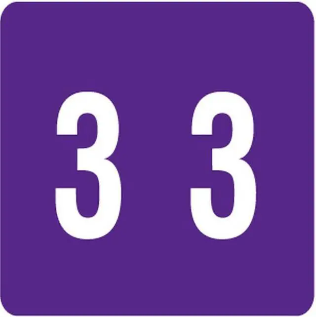 Main image of Smead DCCRN Compatible "3" Numeric Labels, Laminated Stock, 1" X 1-1/4" Individual Numbers - Roll of 500