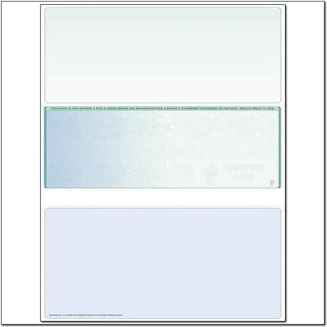 Main image of Blue to Green Rainbow Laser Check, Middle Position, Fingerprint II, Panels at 3-1/2 - 3-1/2 - 4 (Ream of 500)