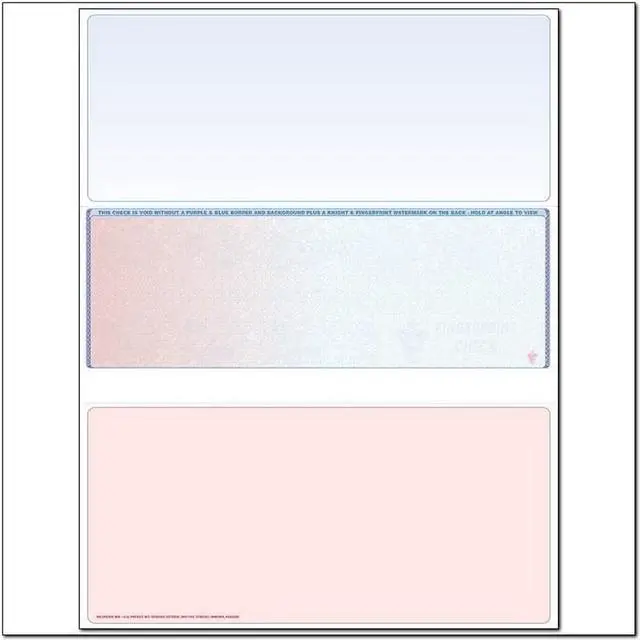 Main image of Red to Blue Rainbow Laser Check, Middle Position, Fingerprint II, Panels at 3-1/2 - 3-1/2 - 4 (Ream of 500)